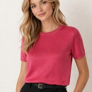 Vintage Drapers & Damons 100% Silk Pink Blouse Scoop Neck Office Top L